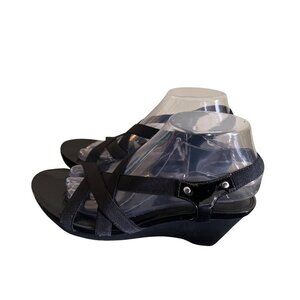 Lauren Ralph Lauren Black Strappy Wedge‎ Sandals Size 8B